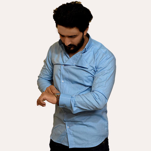 Blue Dress Shirt for Men | Casual Shirt - Mansoor Ahmed